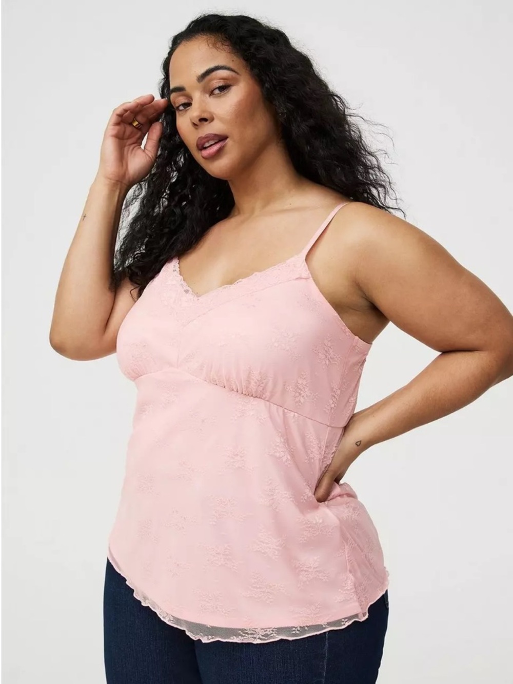 Torrid Size 1X Pink Lace Sweetheart Cami